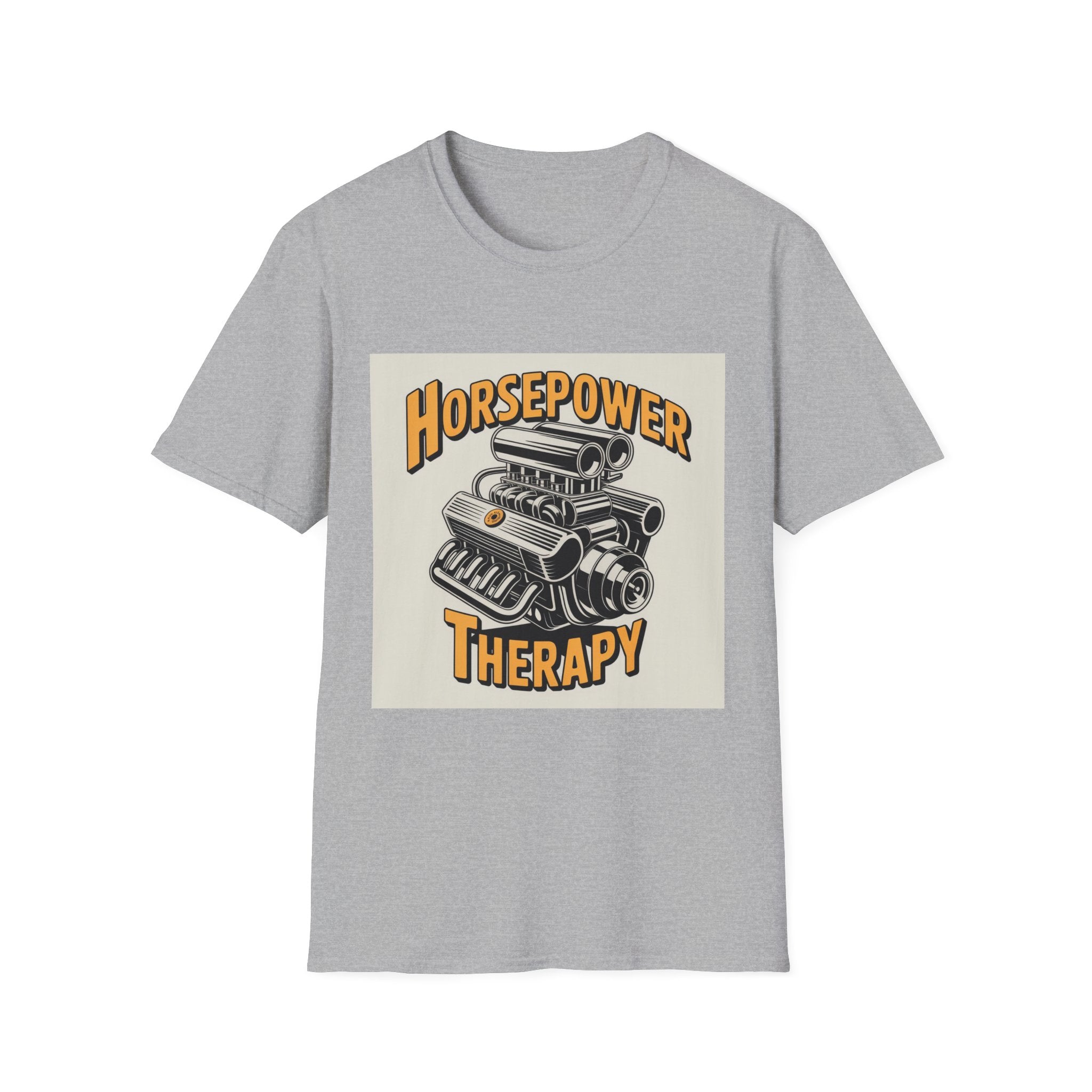 Horsepower Therapy T‑Shirt — Vintage Engine Graphic Auto Mechanic Tee