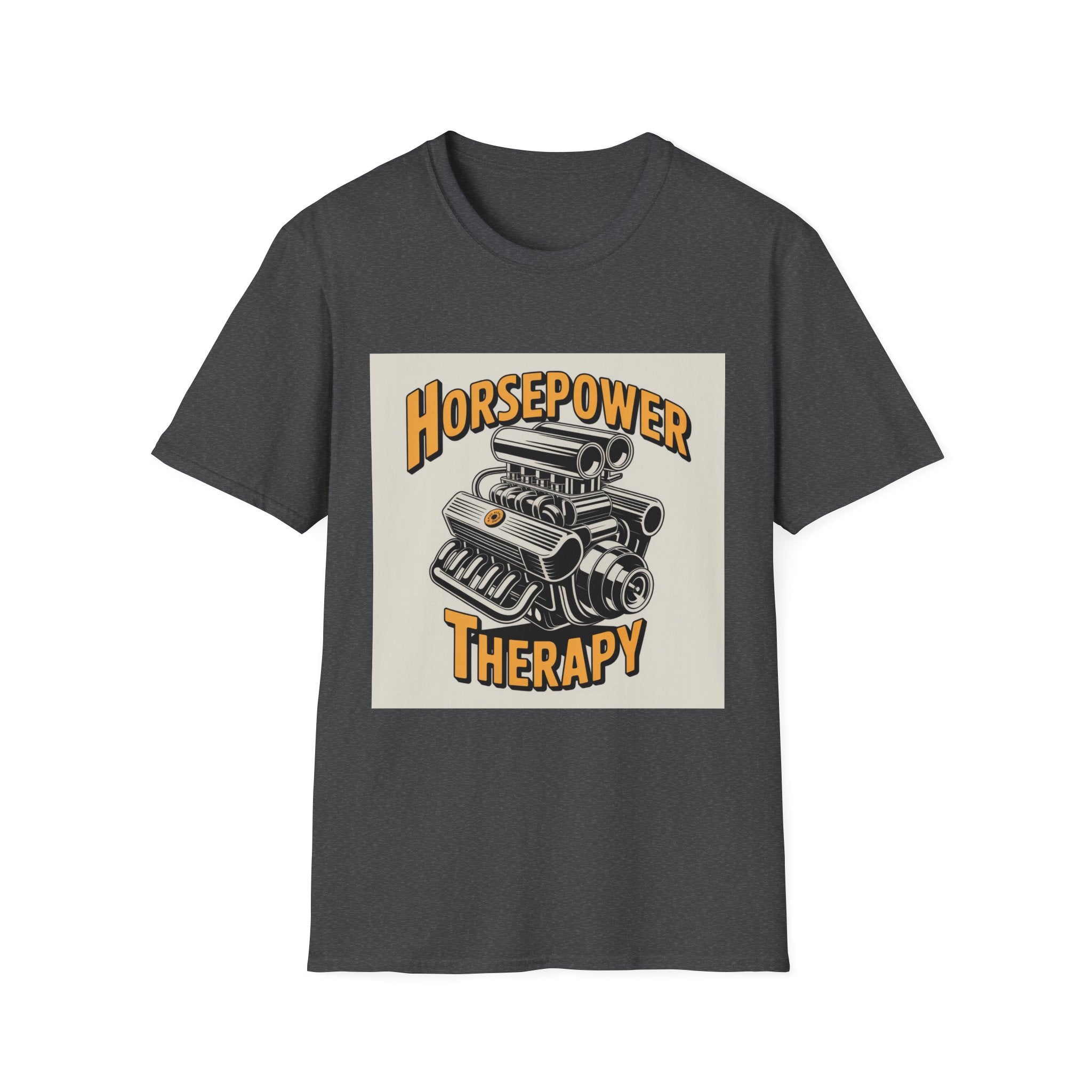 Horsepower Therapy T‑Shirt — Vintage Engine Graphic Auto Mechanic Tee