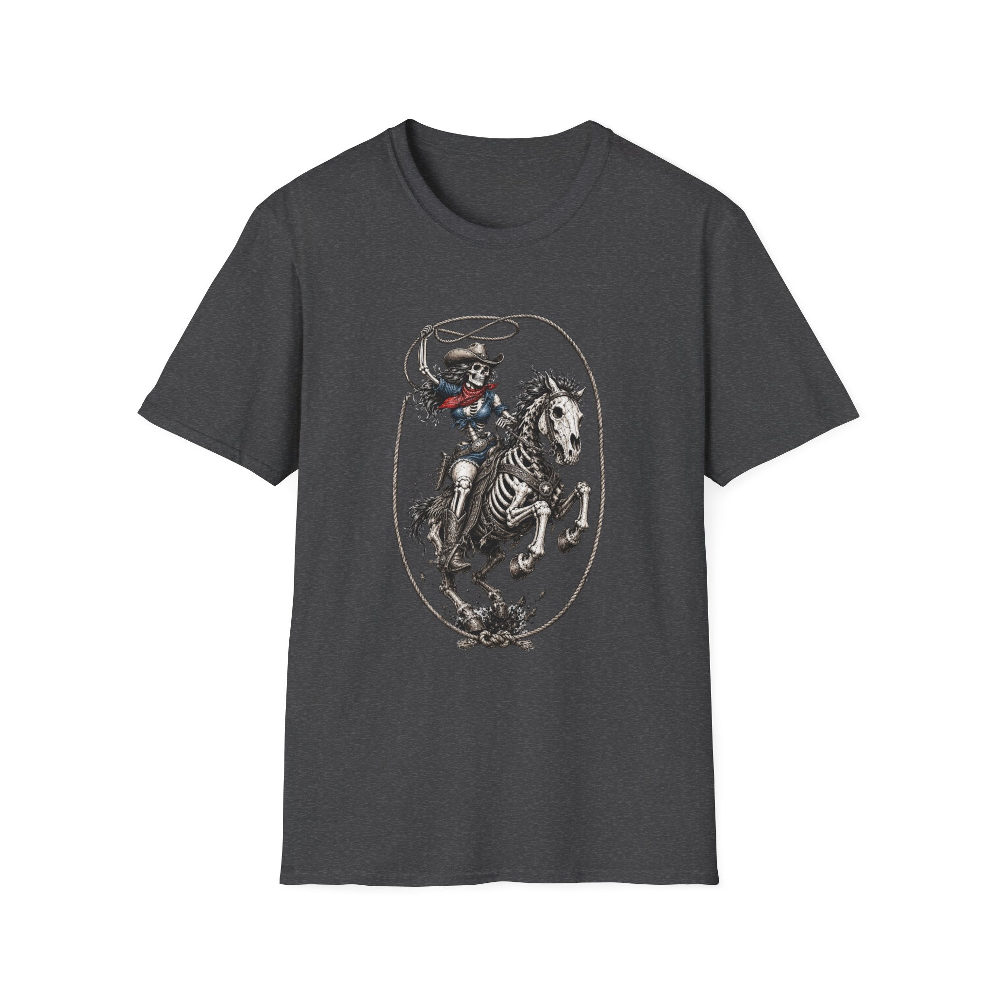 Skeleton Cowboy Riding Horse T-Shirt — Western Gothic Rodeo Tee