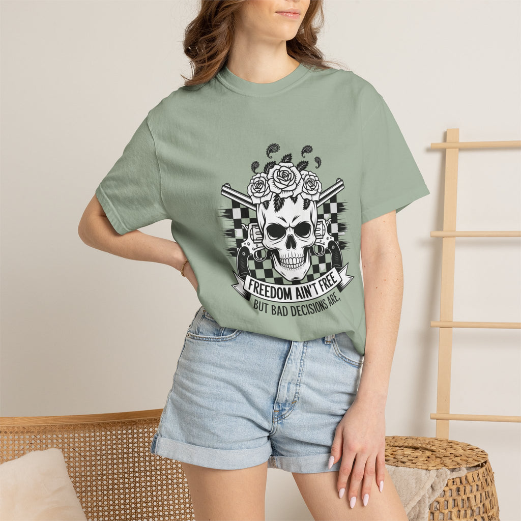 Skull & Roses T‑Shirt — "Freedom Ain't Free" Graphic Tee