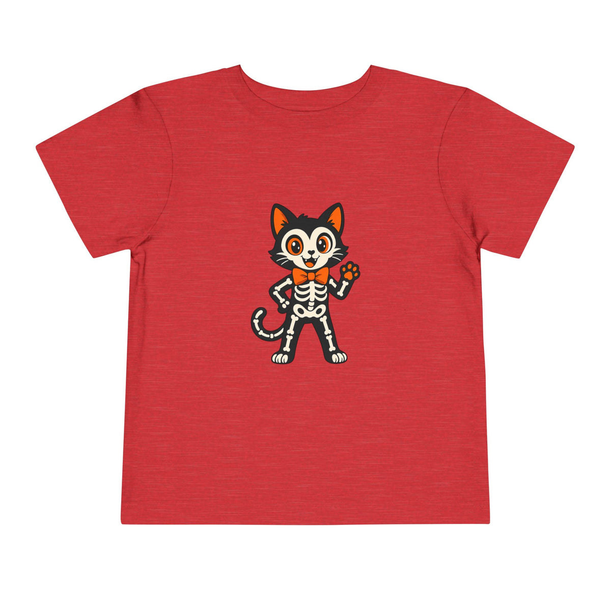 Toddler Tee — Cute Cat Skeleton Halloween Shirt