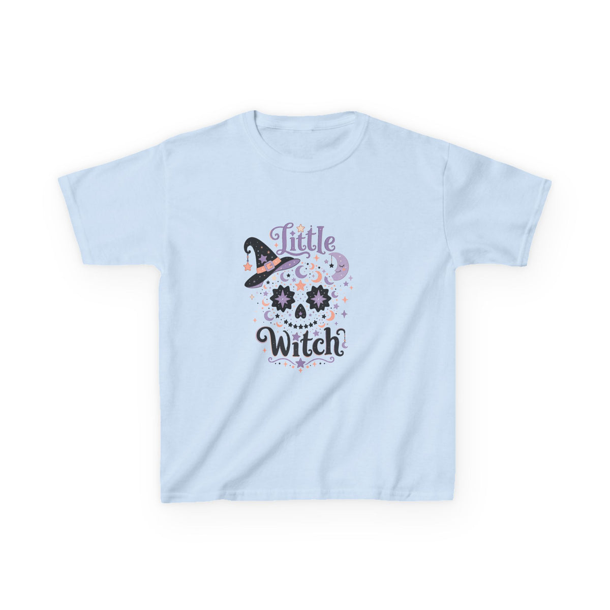 Kids T-Shirt - "Little Witch" Halloween Skull Design