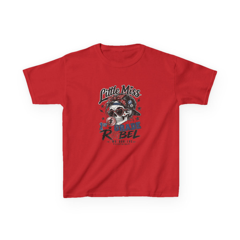 Kids T-Shirt — "Little Miss Rebel" Skull Bandana Graphic