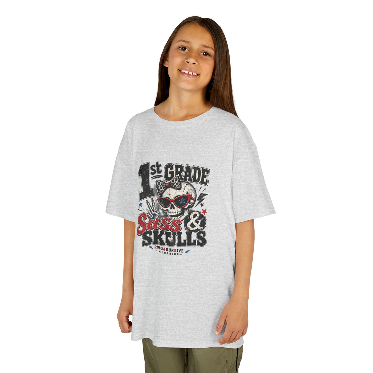 1st Grade Skulls & Sparks Kids Tee — Cute Rocker School Shirt for Back to School