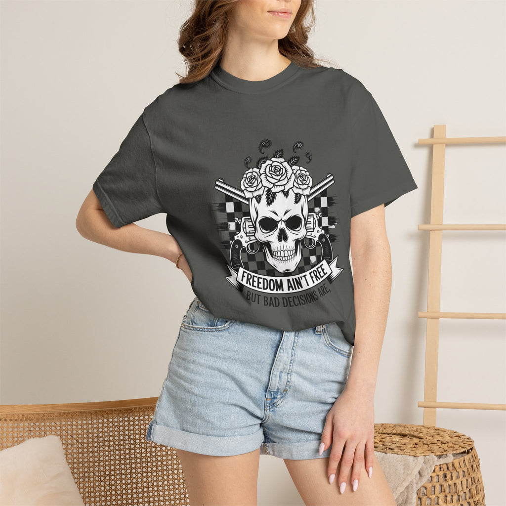 Skull & Roses T‑Shirt — "Freedom Ain't Free" Graphic Tee
