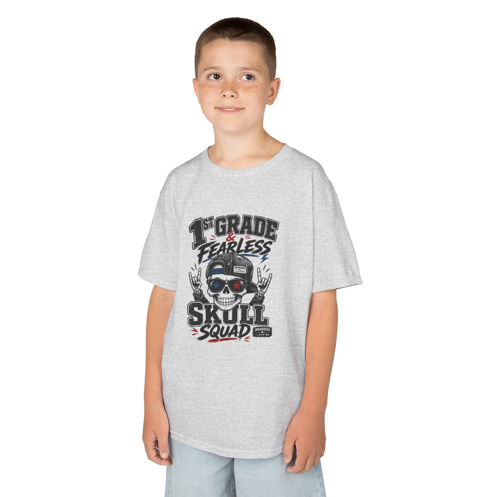 Kids Skull Squad T‑Shirt – 1st Grade Fearless Design