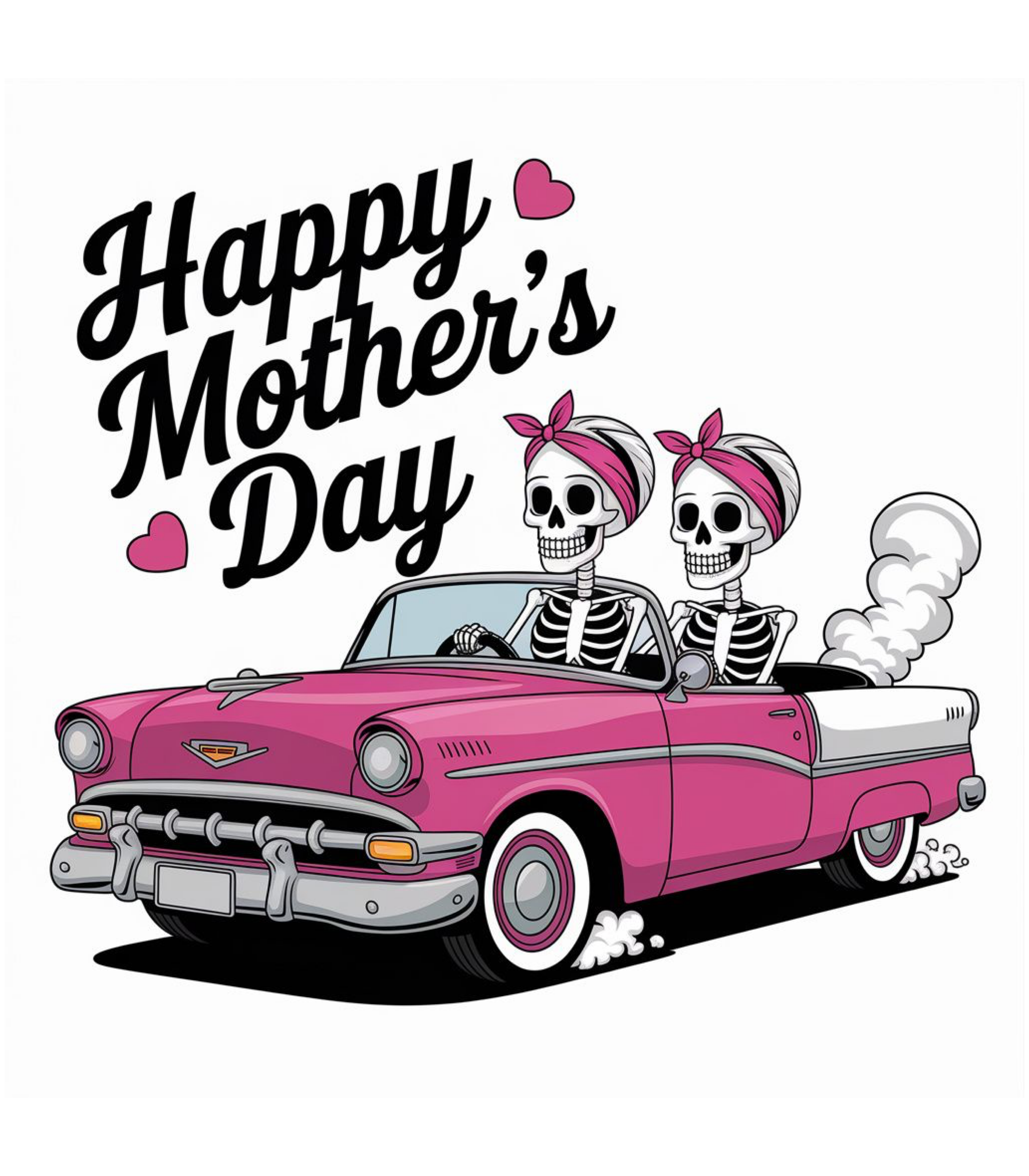 Mother's Day Pink Car Graphic T-Shirt — "Happy Mother's Day"