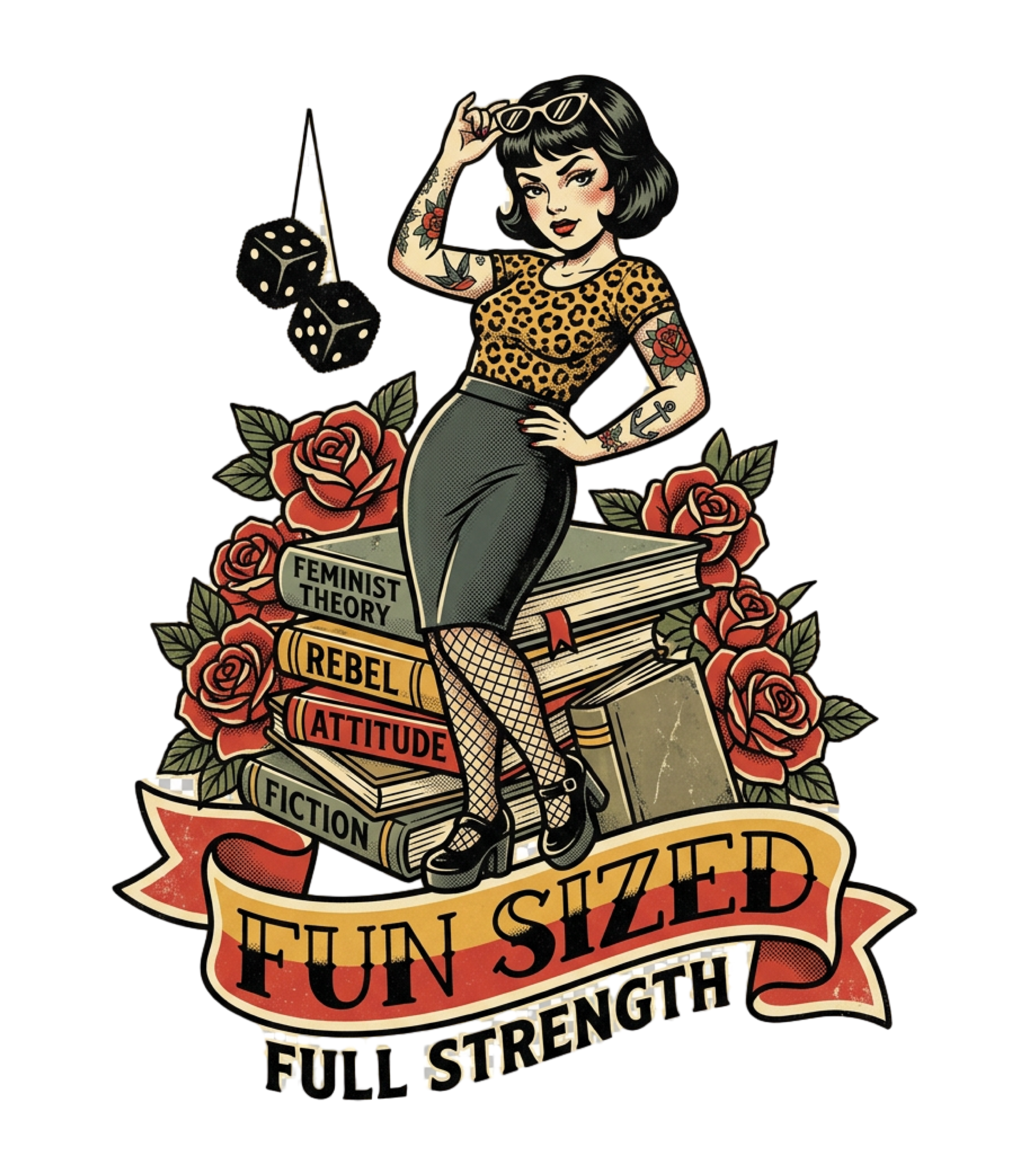 Fun Sized Pin-Up T-Shirt — "Fun Sized Full Strength" Retro Tattoo Graphic