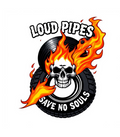 Loud Pipes Save No Souls Graphic T-Shirt – Flaming Skull Vinyl Design